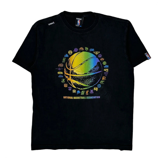 Vintage National Basketball Association Unk Graphic T-Shirt - Large Black Cotton