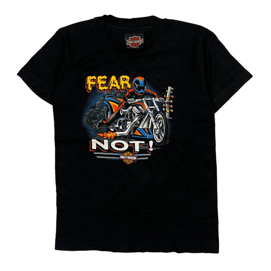 Vintage Age 10-12 Harley Davidson Fear Not T-Shirt - Medium Black Cotton