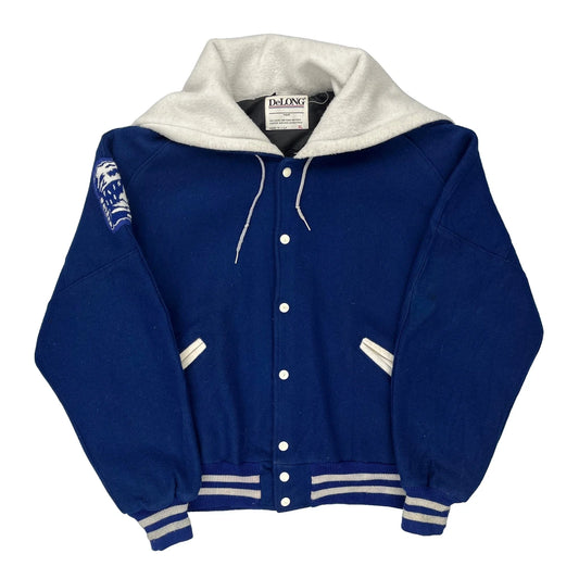 Beth Delong Varsity Jacket - XL Blue Wool