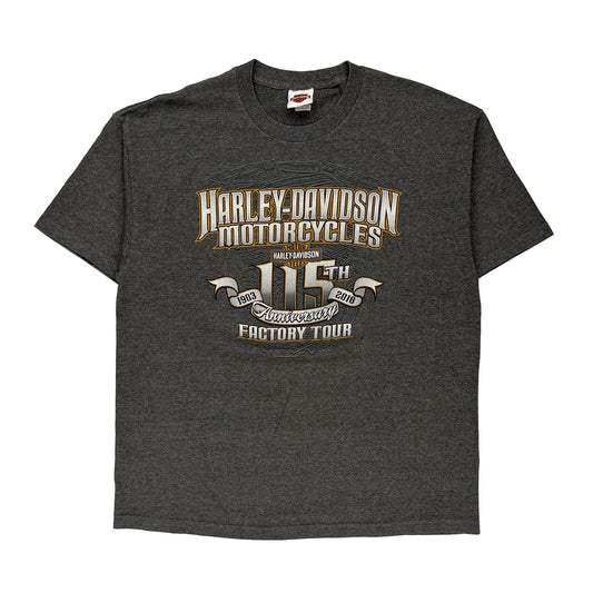 Harley Davidson Graphic T-Shirt - XL Grey Cotton Blend