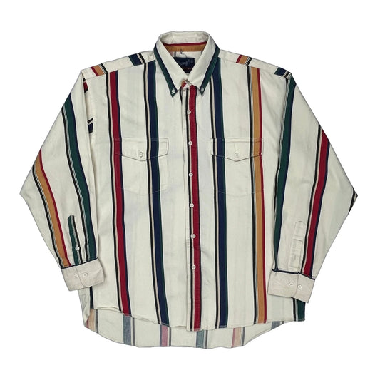 Wrangler Striped Shirt - Large Multicoloured Cotton