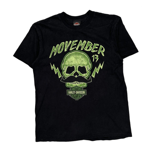 Movember Harley Davidson Graphic T-Shirt - Large Black Cotton