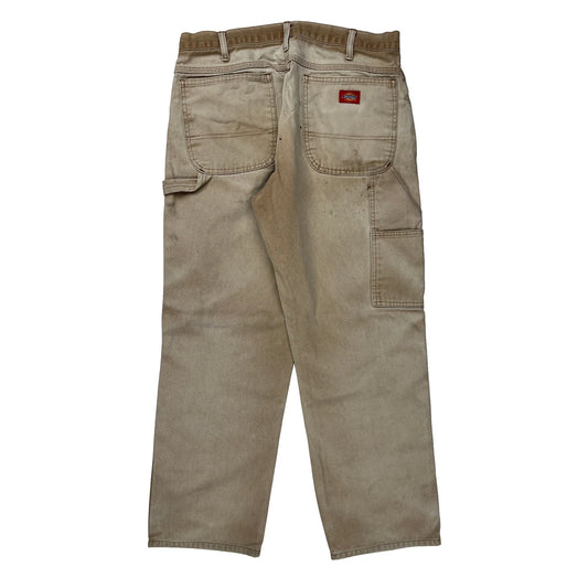 Dickies Carpenter Trousers - 34W 30L Beige Cotton
