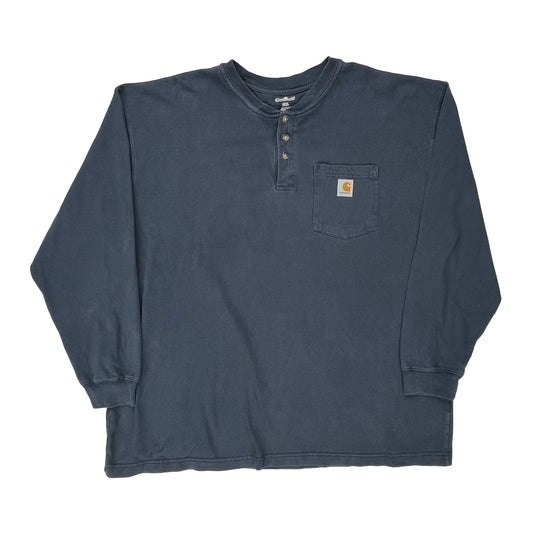 Carhartt Long Sleeve T-Shirt - 2XL Blue Cotton