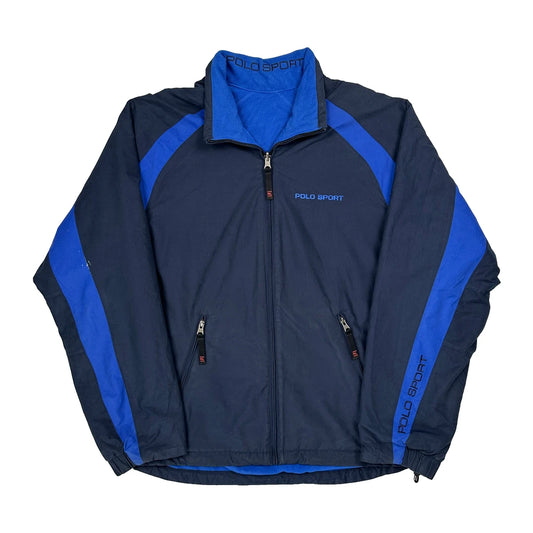 Vintage Polo Sport Reversible Track Jacket - Medium Blue Cotton Blend