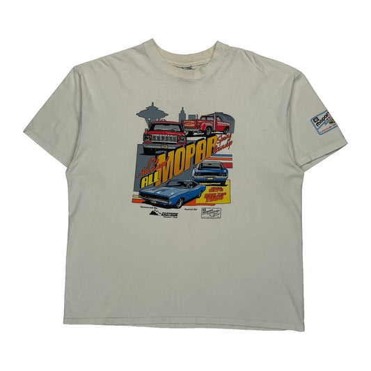 Vintage Mopar Oneita Graphic T-Shirt - 2XL Cream Cotton