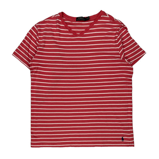 Polo By Ralph Lauren Striped T-Shirt - Large White Cotton
