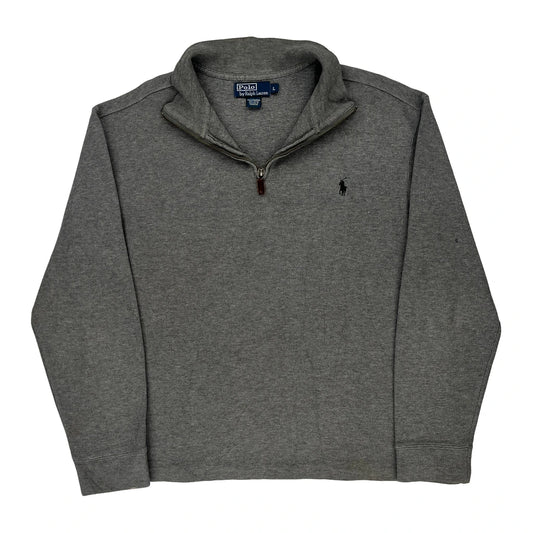 Polo By Ralph Lauren 1/4 Zip - Large Grey Cotton