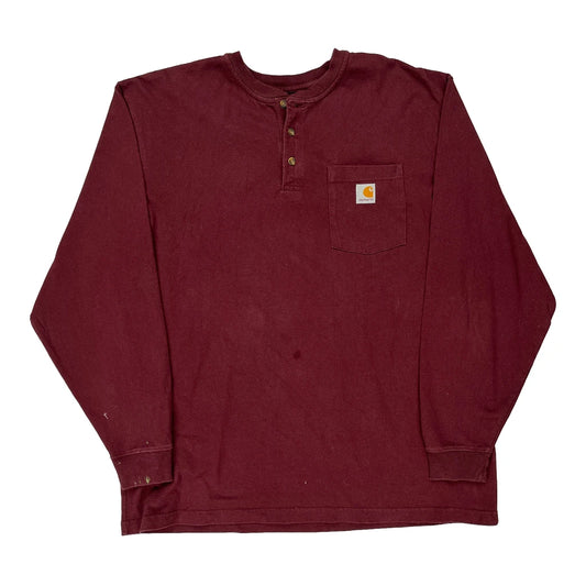 Carhartt Long Sleeve T-Shirt - XL Burgundy Cotton