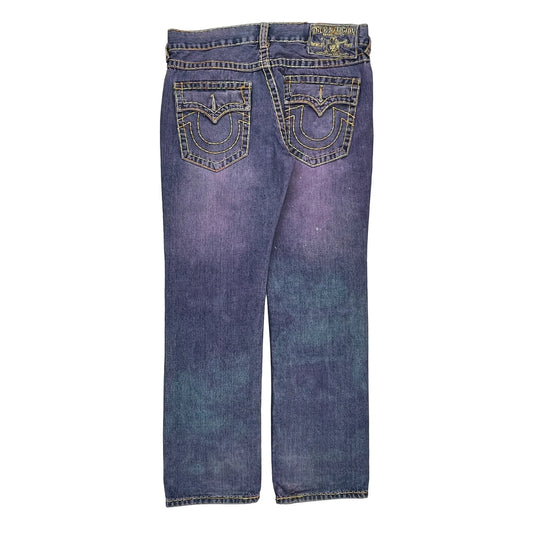 Limited Edition True Religion Contrast Stitch Jeans - 36W 32L Purple Cotton