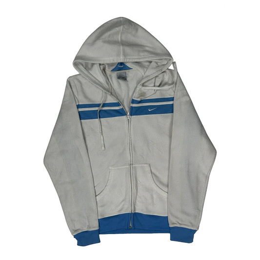 Vintage Nike Striped Hoodie - Small White Polyester