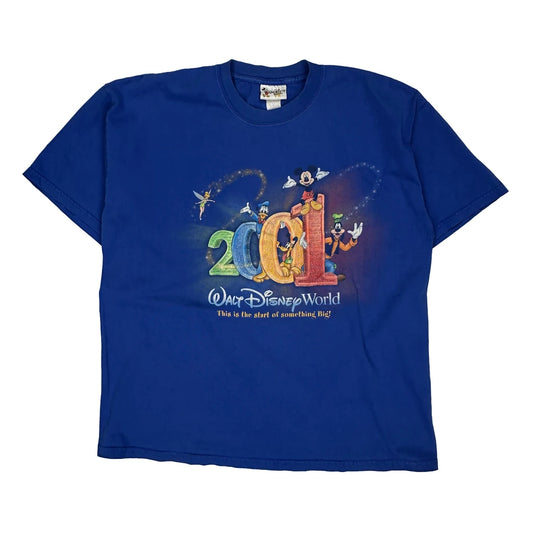 Walt Disney World 2001 Disney Graphic T-Shirt - Large Blue Cotton