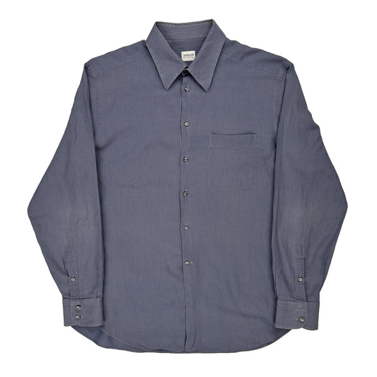 Armani Pinstripe Shirt - Large Blue Cotton