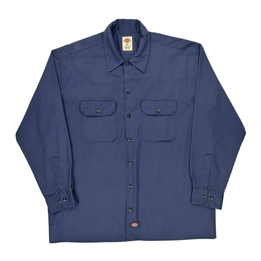 Dickies Shirt - XL Blue Polyester Blend