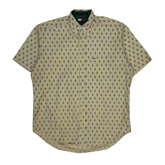 Vintage Tommy Hilfiger Short Sleeve Shirt - Medium Beige Cotton