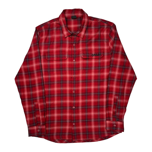 Vintage Oakley Checked Flannel Shirt - Large Red Polyester