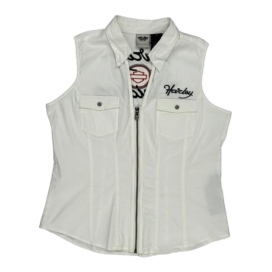 Harley Davidson Gilet - XL White Cotton Blend