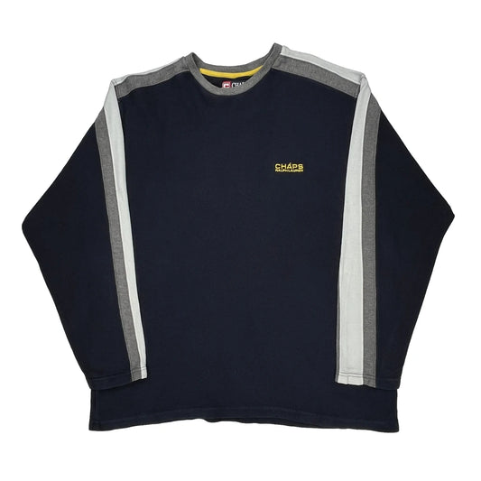 Chaps Ralph Lauren Striped Long Sleeve T-Shirt - 2XL Grey Cotton