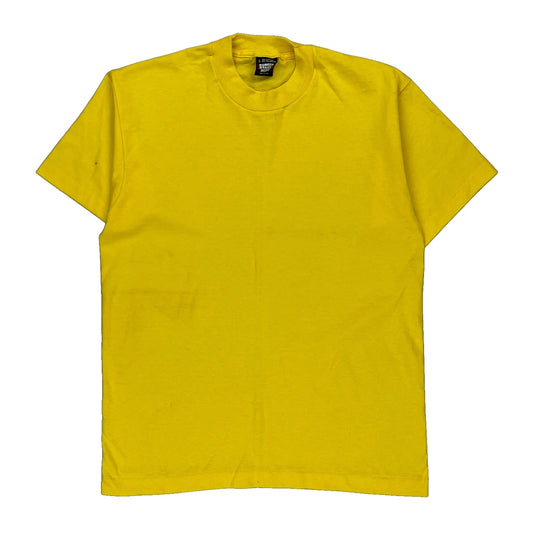 Blank Screen Stars Single Stitch T-Shirt - Large Yellow Cotton Blend