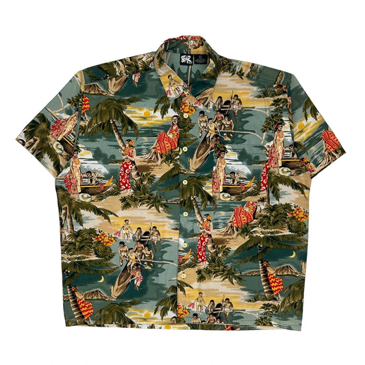 Bear Graphic Hawaiian Shirt - XL Multicoloured Cotton