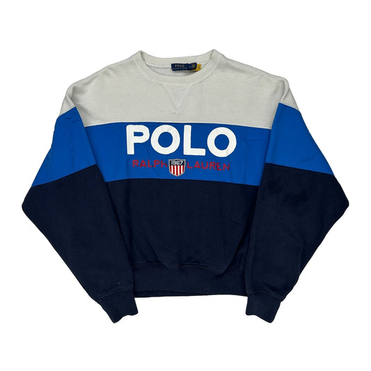 Polo By Ralph Lauren Spellout Sweatshirt - Medium Blue Cotton