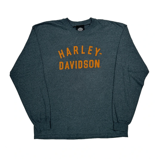 Vintage Museum Harley Davidson Long Sleeve T-Shirt - XL Grey Cotton