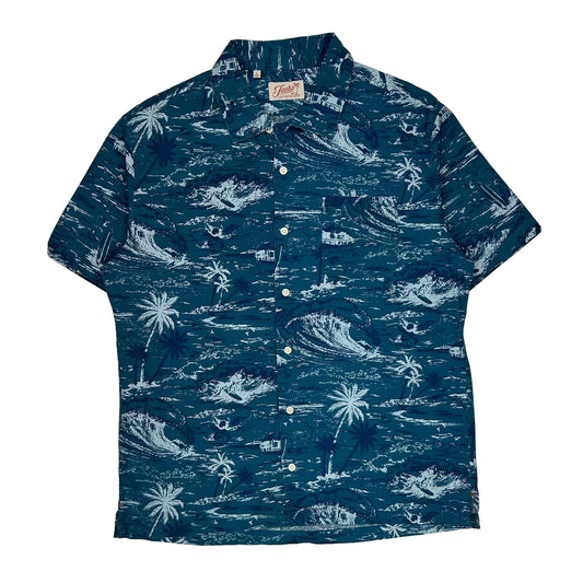 Vintage Jachs Hawaiian Shirt - Large Blue Cotton