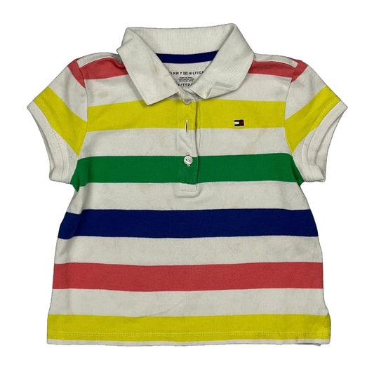Vintage Age 2-3 Tommy Hilfiger Striped Polo Shirt - 2XS Multicoloured Cotton