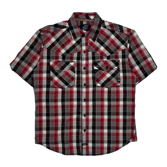 Vintage Dickies Checked Short Sleeve Shirt - Small Red Cotton
