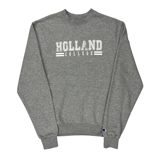 Holland College Champion College Sweatshirt - Small Grey Cotton Blend