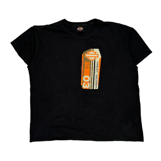 Great River Harley Davidson Graphic T-Shirt - 2XL Black Cotton