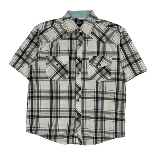 Dickies Checked Short Sleeve Shirt - Medium Black & White Cotton