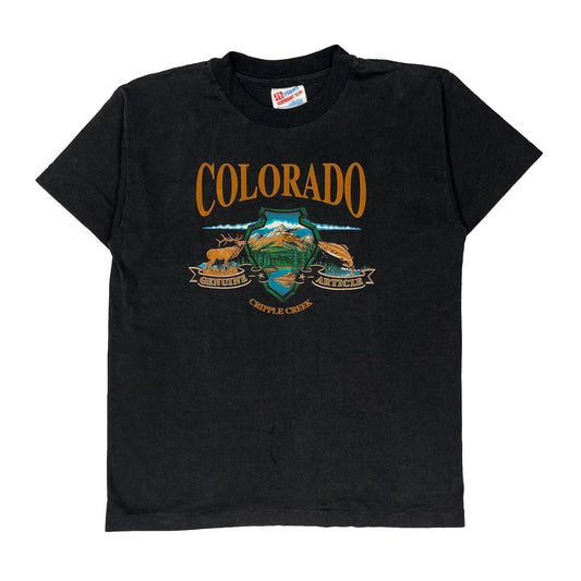 Vintage Age 14-16 Hanes Graphic T-Shirt - Large Black Cotton Blend