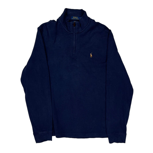 Polo By Ralph Lauren 1/4 Zip - Large Navy Cotton