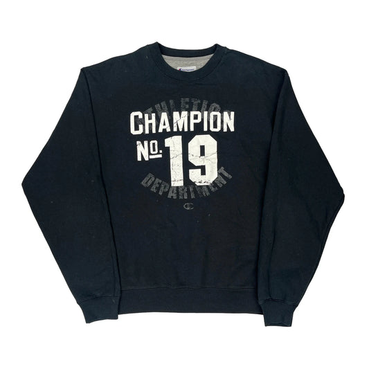 Champion Graphic Sweatshirt - Large Black Cotton