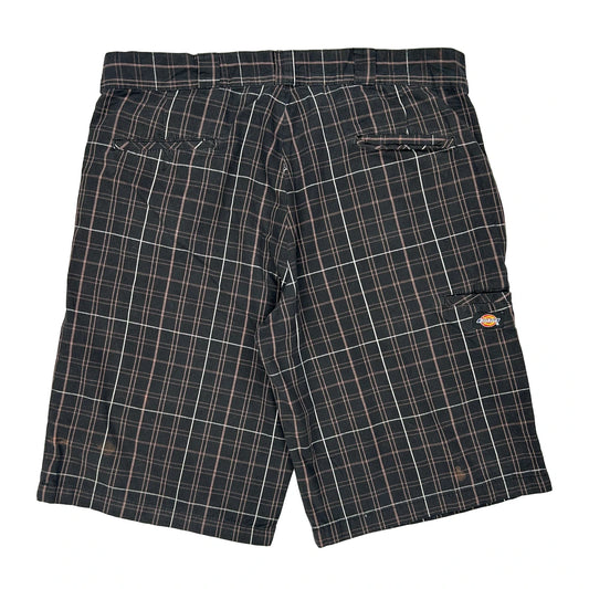 Dickies Checked Shorts - 34W 11L Black Cotton