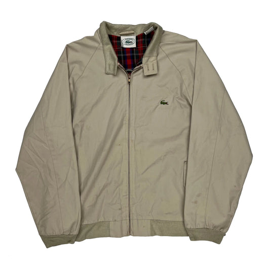 Izod Checked Harrington Jacket - Large Beige Cotton Blend