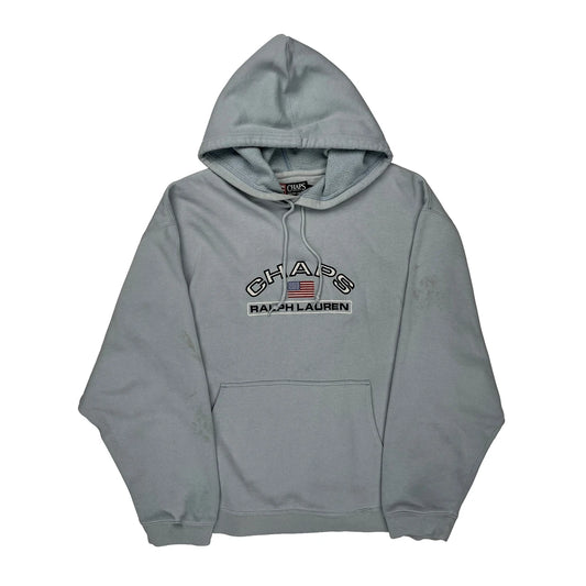 Chaps Ralph Lauren Spellout Hoodie - 2XL Blue Cotton Blend