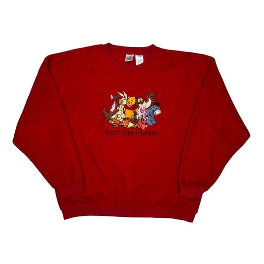 Pooh And Friends Disney Cartoon Sweatshirt - XL Red Polyester