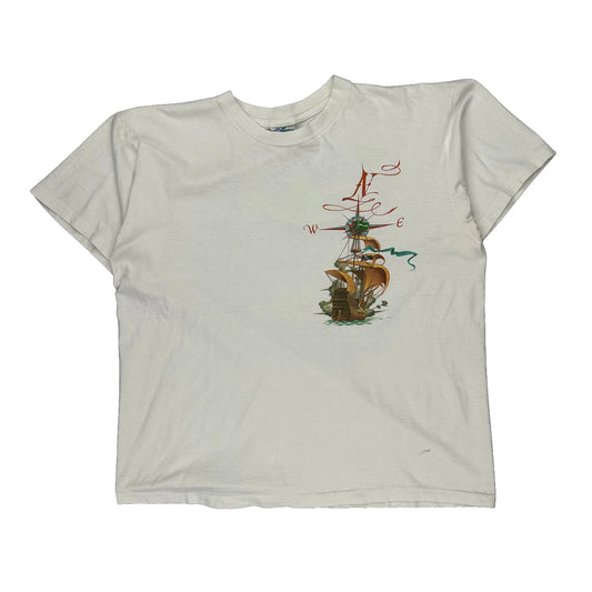 Caribbean Theme Unbranded Graphic T-Shirt - XL White Cotton