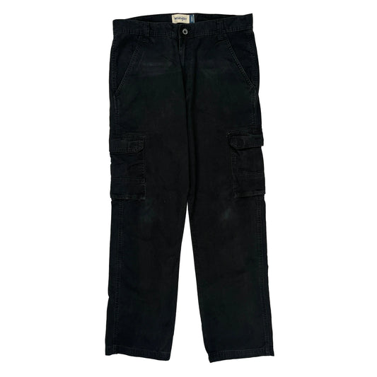 Wrangler Cargo Trousers - 36W 32L Black Cotton