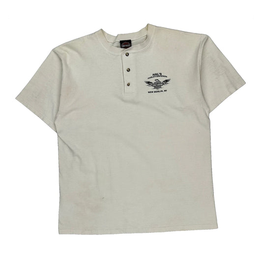 New Berlin, Wi Harley Davidson Graphic T-Shirt - Large Cream Cotton