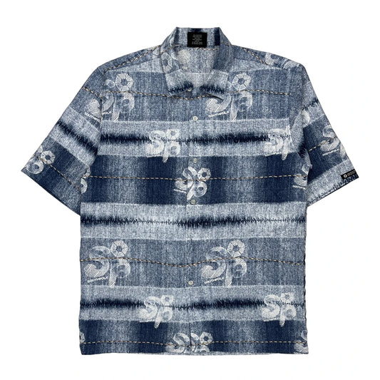 Southpole Floral Hawaiian Shirt - Medium Blue Polyester