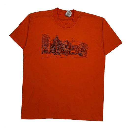Vintage Fruit Of The Loom Single Stitch T-Shirt - Large Orange Cotton Blend