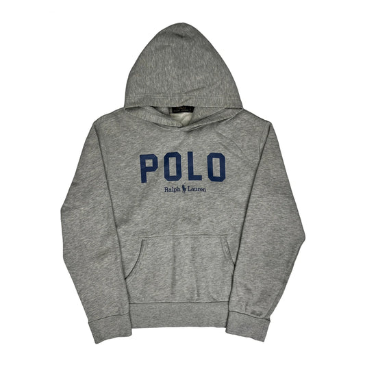 Polo By Ralph Lauren Spellout Hoodie - Large Grey Cotton Blend