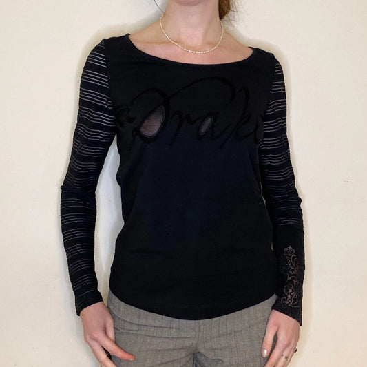 Vintage black Gf Ferre Long Sleeve Top - womens large