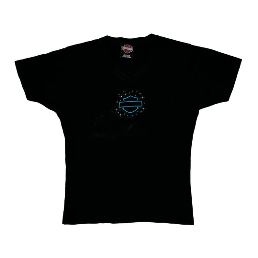 Sauk Prairie Harley Davidson Graphic T-Shirt - Large Black Cotton