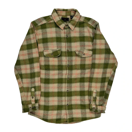 Tall Field & Stream Checked Flannel Shirt - Large Green Cotton