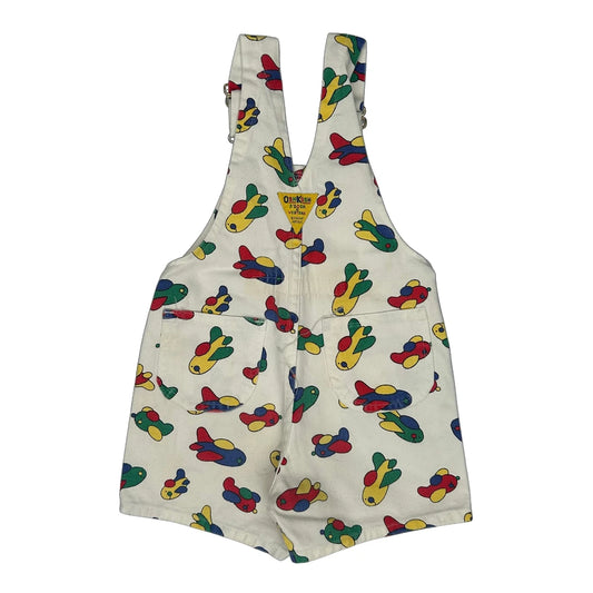 Age 2 Oshkosh Cartoon Dungarees - 2XS White Cotton