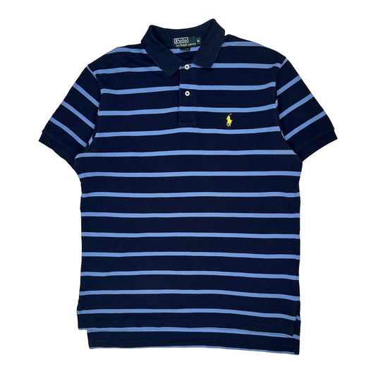 Polo By Ralph Lauren Striped Polo Shirt - Medium Navy Cotton